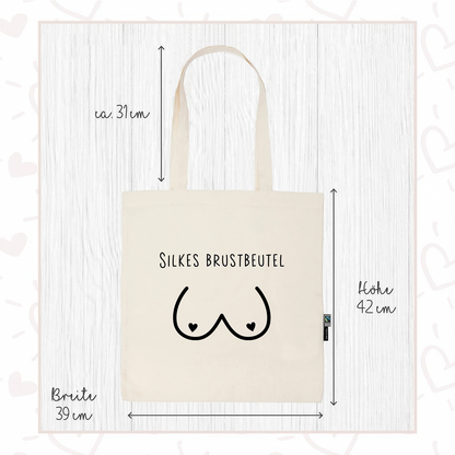 Stofftasche natur aus Bio- Baumwolle mit Name | Brustbeutel