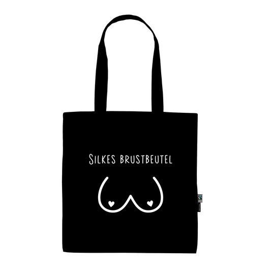 Stofftasche schwarz aus Bio- Baumwolle mit Name | Brustbeutel