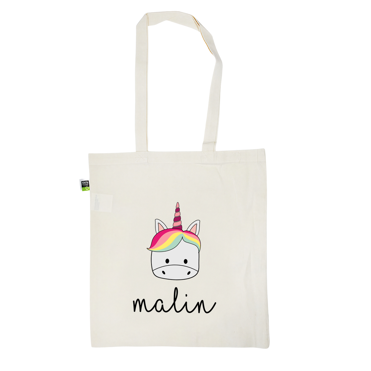 Stofftasche aus Bio- Baumwolle mit Namen | Einhorn