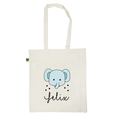 Stofftasche aus Bio- Baumwolle mit Namen | Elefant