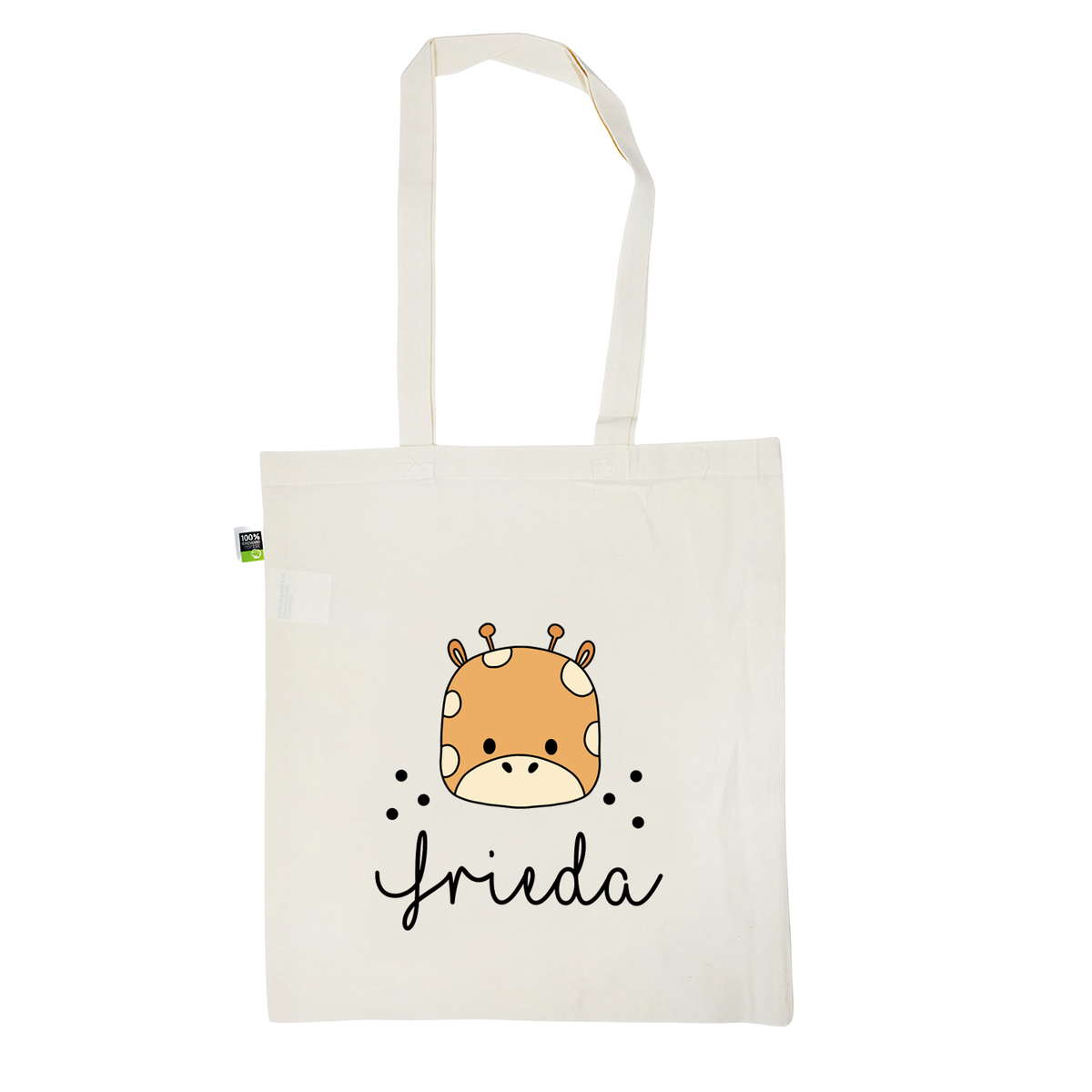 Stofftasche aus Bio- Baumwolle mit Namen | Giraffe