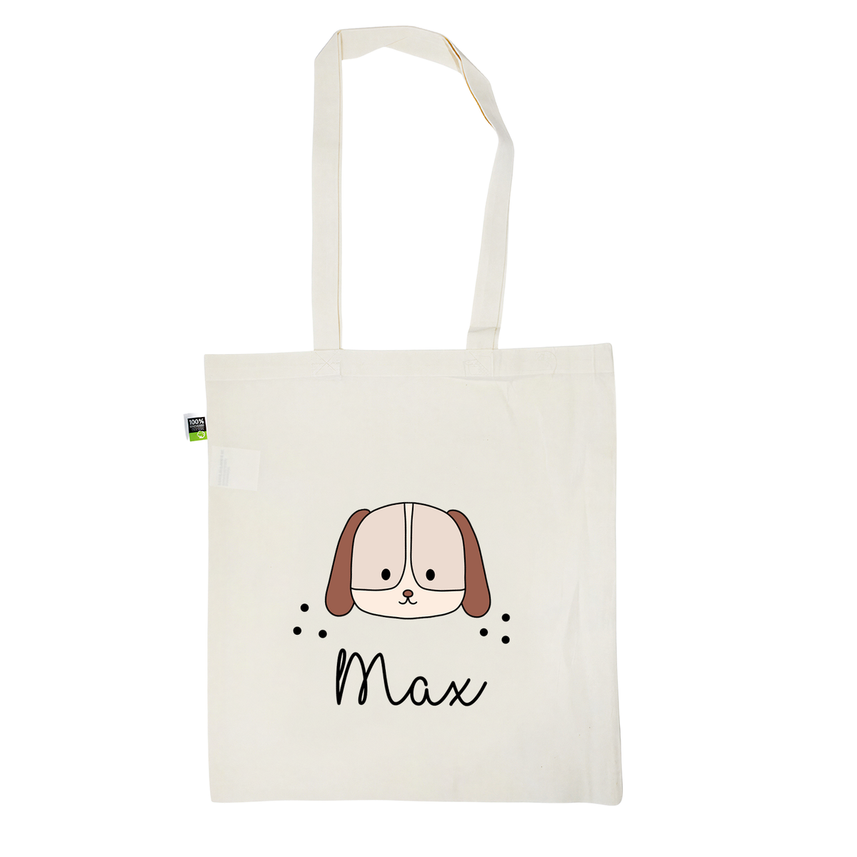 Stofftasche aus Bio- Baumwolle mit Namen | Hund
