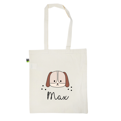 Stofftasche aus Bio- Baumwolle mit Namen | Hund