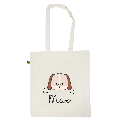 Stofftasche aus Bio- Baumwolle mit Namen | Hund