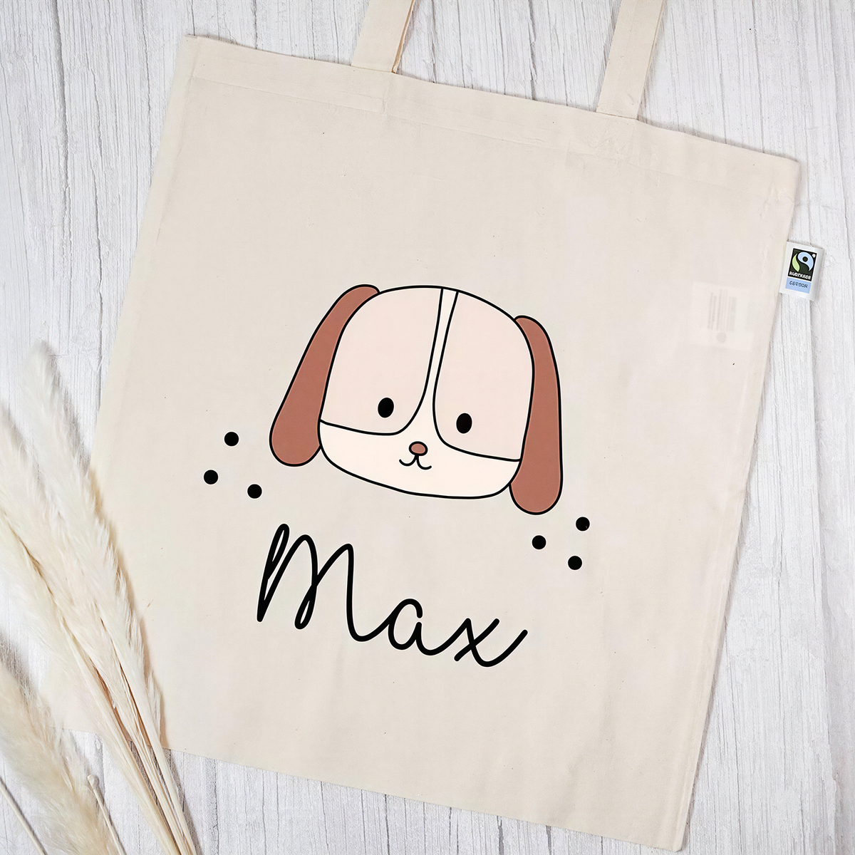 Stofftasche aus Bio- Baumwolle mit Namen | Hund
