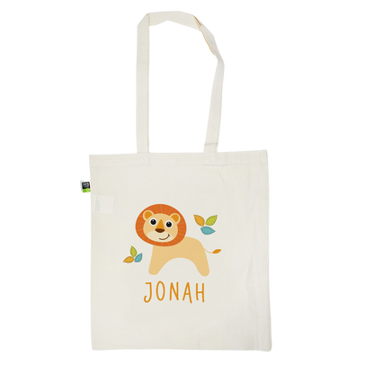 Stofftasche aus Bio- Baumwolle mit Namen | Löwe Blätter