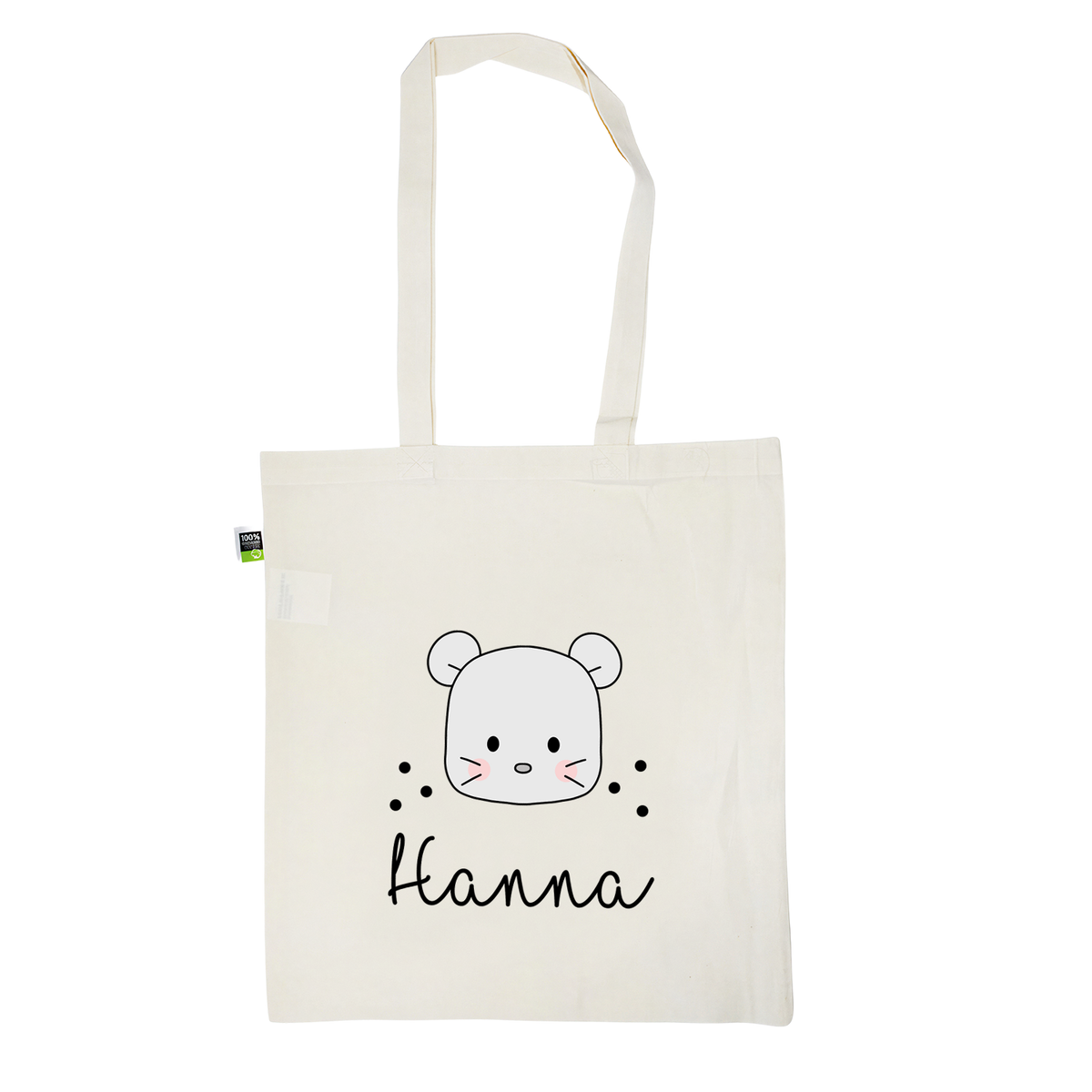 Stofftasche aus Bio- Baumwolle mit Namen | Maus