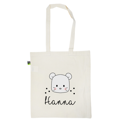 Stofftasche aus Bio- Baumwolle mit Namen | Maus