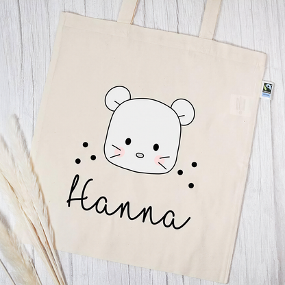 Stofftasche aus Bio- Baumwolle mit Namen | Maus