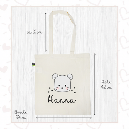 Stofftasche aus Bio- Baumwolle mit Namen | Maus