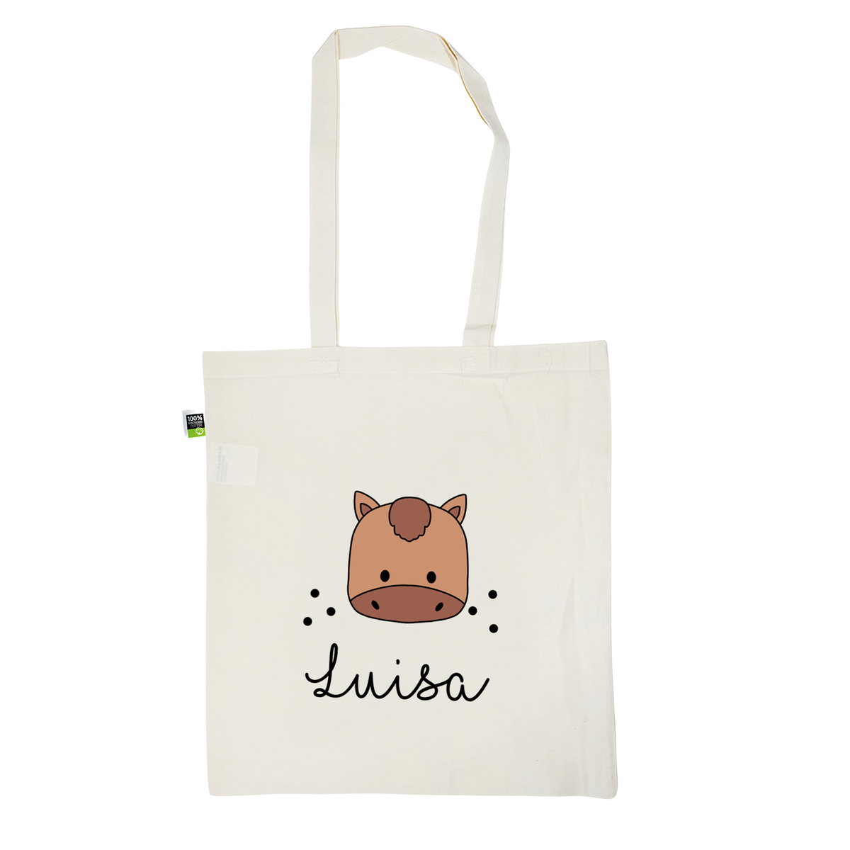 Stofftasche aus Bio- Baumwolle mit Namen | Pferd