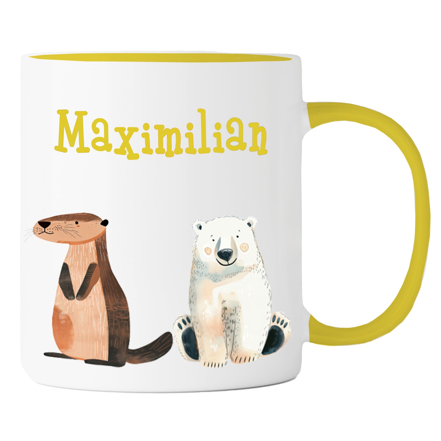 Personalisierte Tasse | mit Wunschnamen | Tierparty | Geschenk mit Name in bunt oder passend zu deiner Tassenfarbe | 13 verschiedene Farben - verschenkich.de