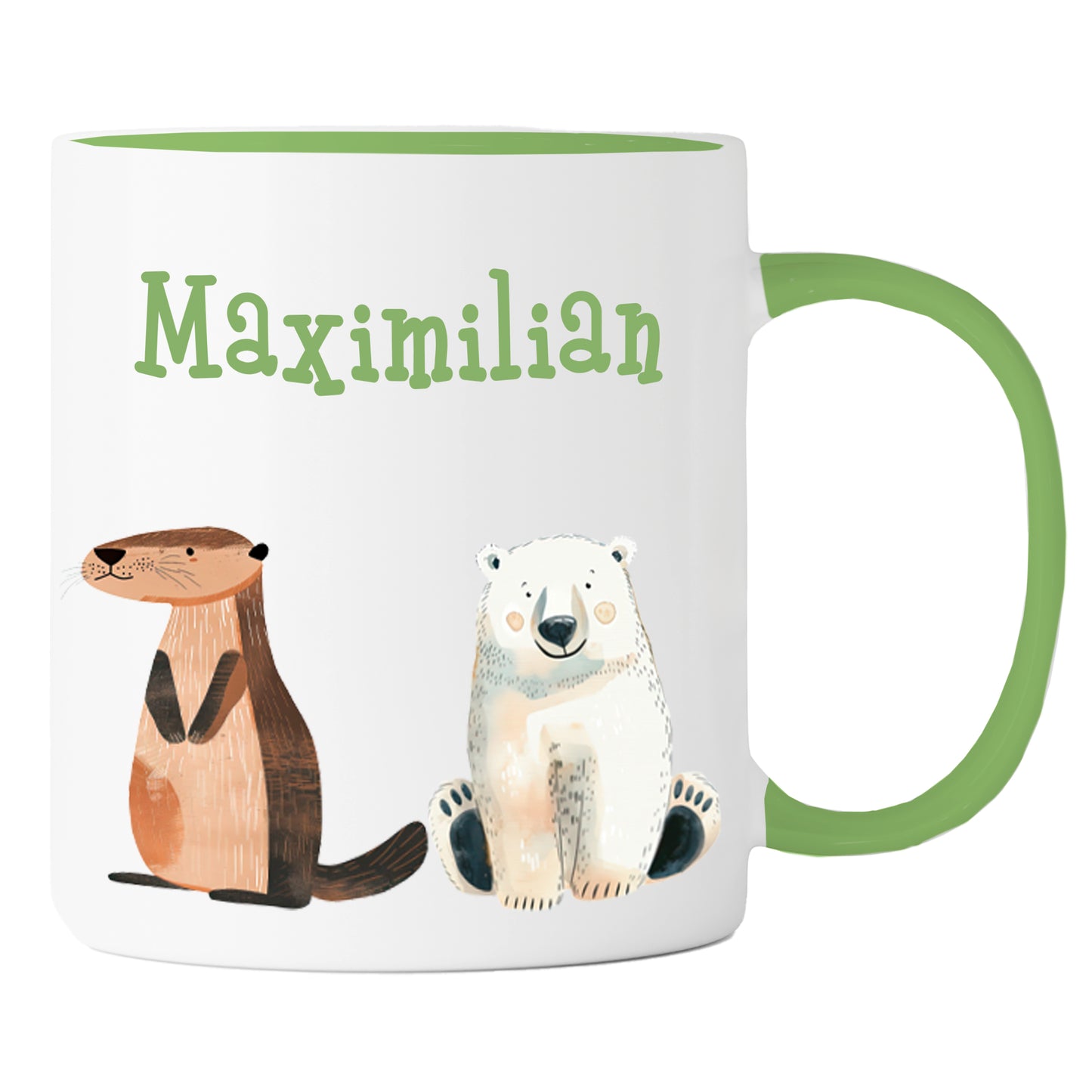 Personalisierte Tasse | mit Wunschnamen | Tierparty | Geschenk mit Name in bunt oder passend zu deiner Tassenfarbe | 13 verschiedene Farben - verschenkich.de