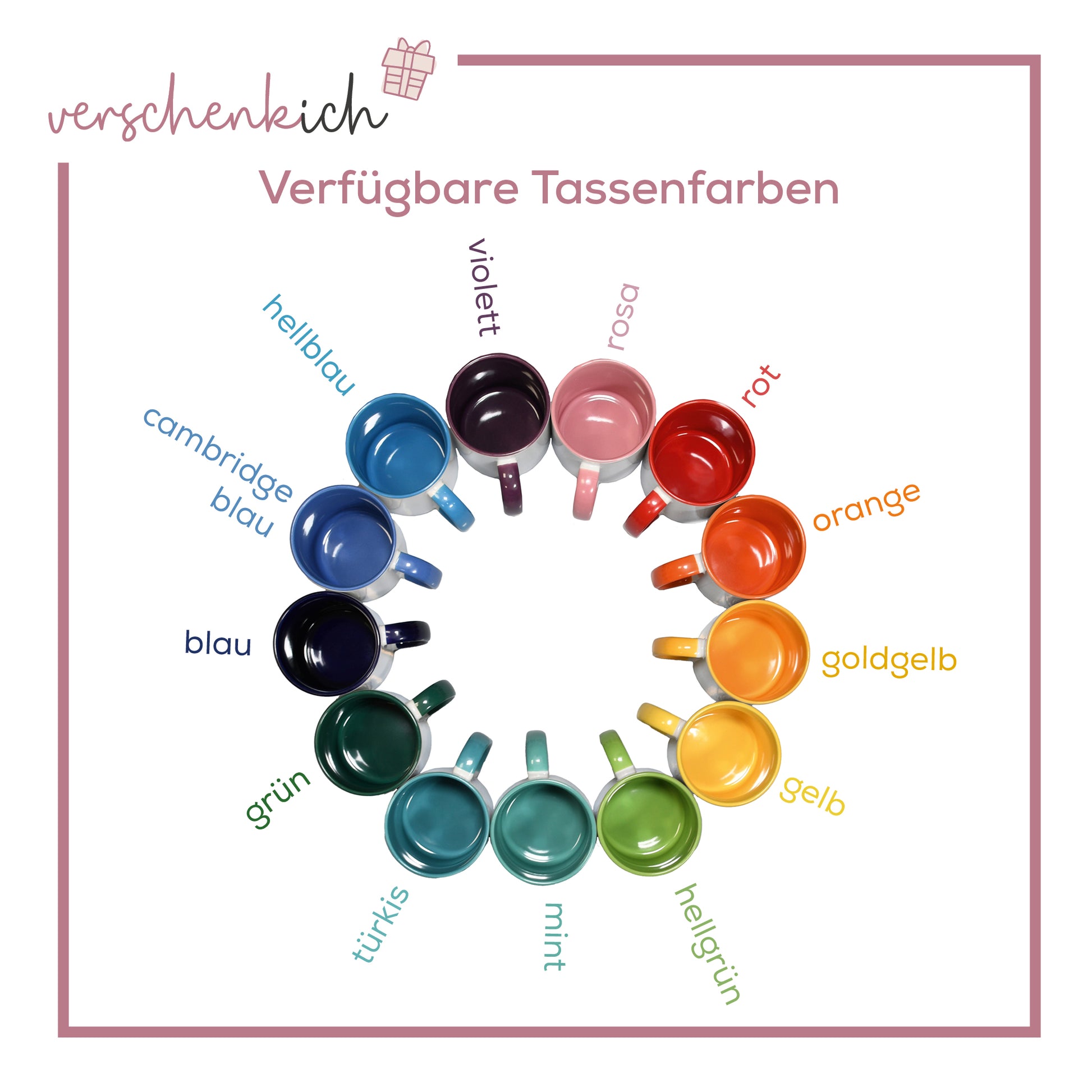 Personalisierte Tasse | mit Wunschnamen | Tierparty | Geschenk mit Name in bunt oder passend zu deiner Tassenfarbe | 13 verschiedene Farben - verschenkich.de