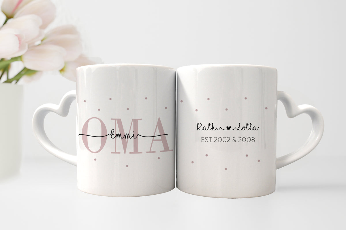 Personalisierte Keramik Tasse | mit Herzhenkel