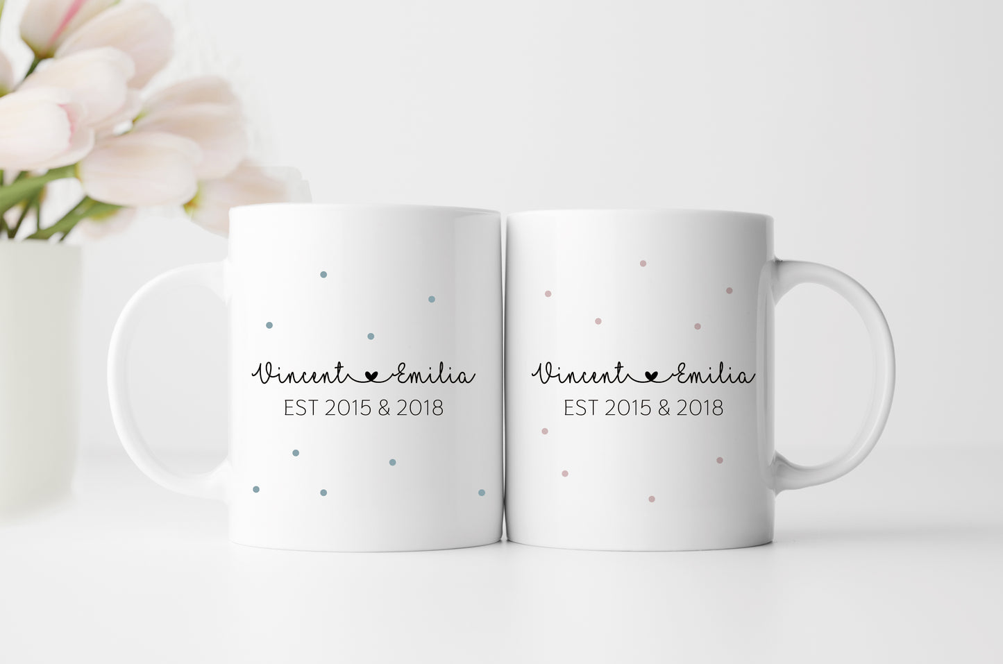 Personalisierte Tassen im Set | Kaffeetasse für Oma + Opa | mit Enkelkind Namen und Geburtsjahr | Keramik | für Großeltern von Kindern - verschenkich.de