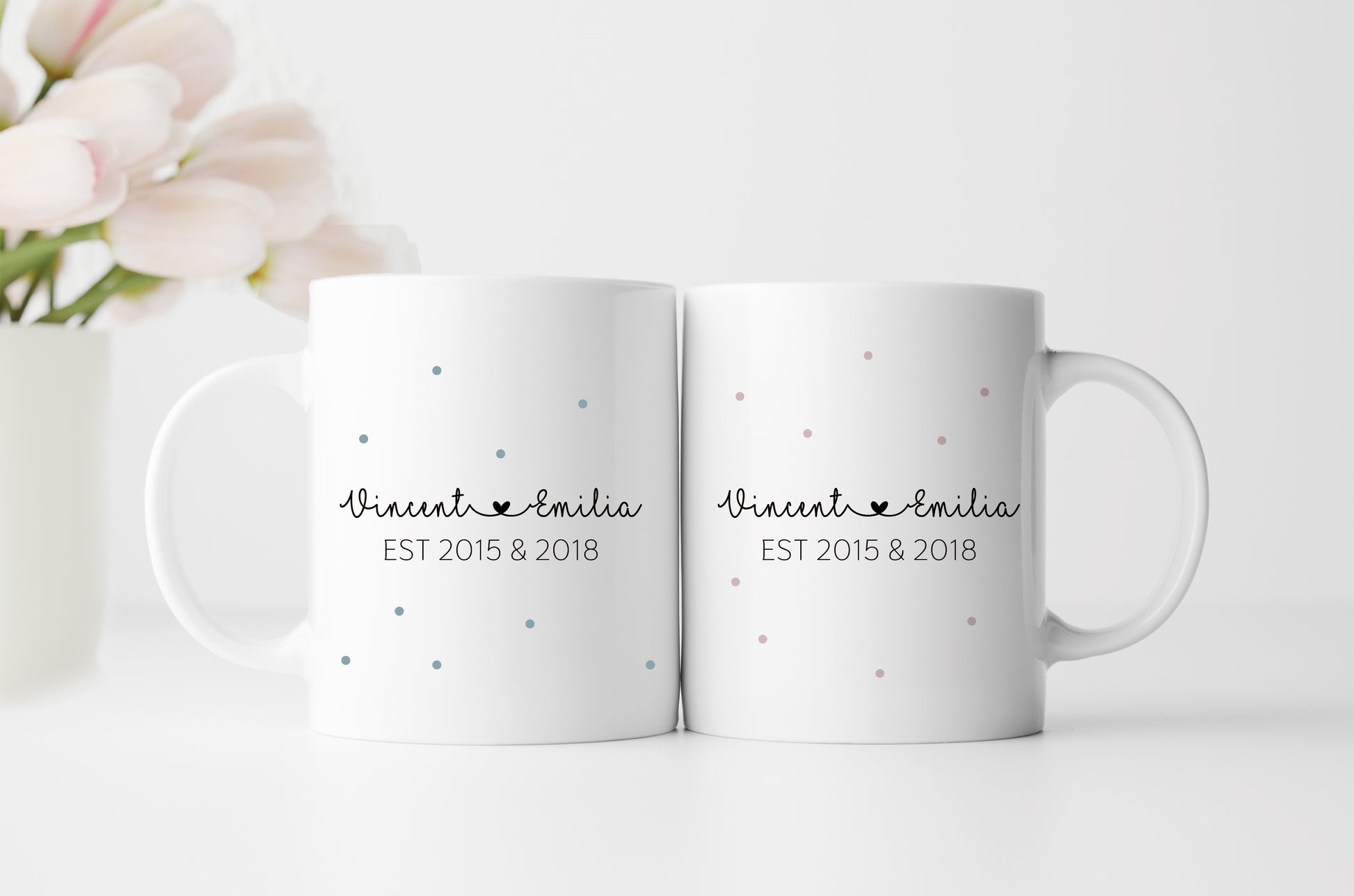 Personalisierte Tassen im Set | Kaffeetasse für Oma + Opa | mit Enkelkind Namen und Geburtsjahr | Keramik | für Großeltern von Kindern - verschenkich.de