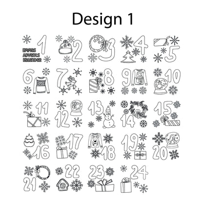 Personalisierter Adventskalender 24 Beutel mit Namen zum Befüllen - Motiv: Design 1 - verschenkich.de