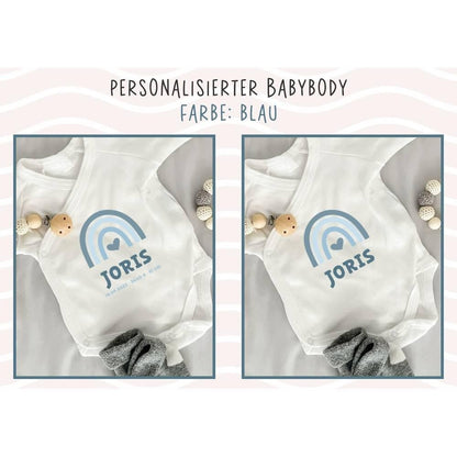 Personalisierter Baby Body mit eigenen Namen oder Wunschname - Motiv: Blau - verschenkich.de