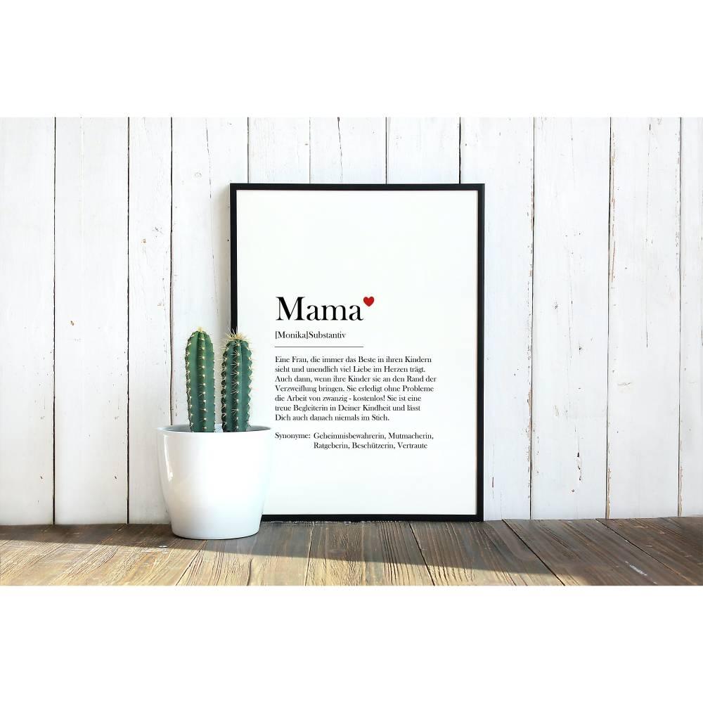 Personalisiertes Wandbild Poster mit eigenen Namen oder Wunschname - Motiv: Mama - verschenkich.de