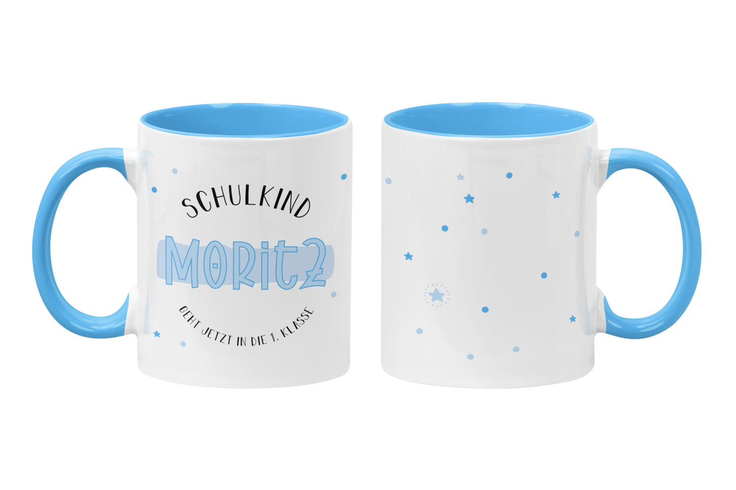 Keramik Tasse mit Namen | Schulkind Blau