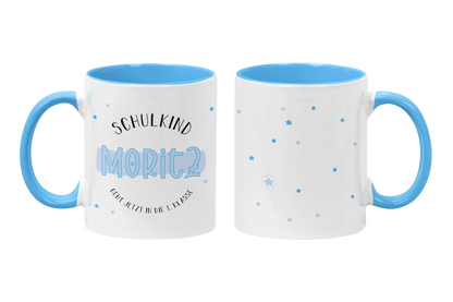 Keramik Tasse mit Namen | Schulkind Blau