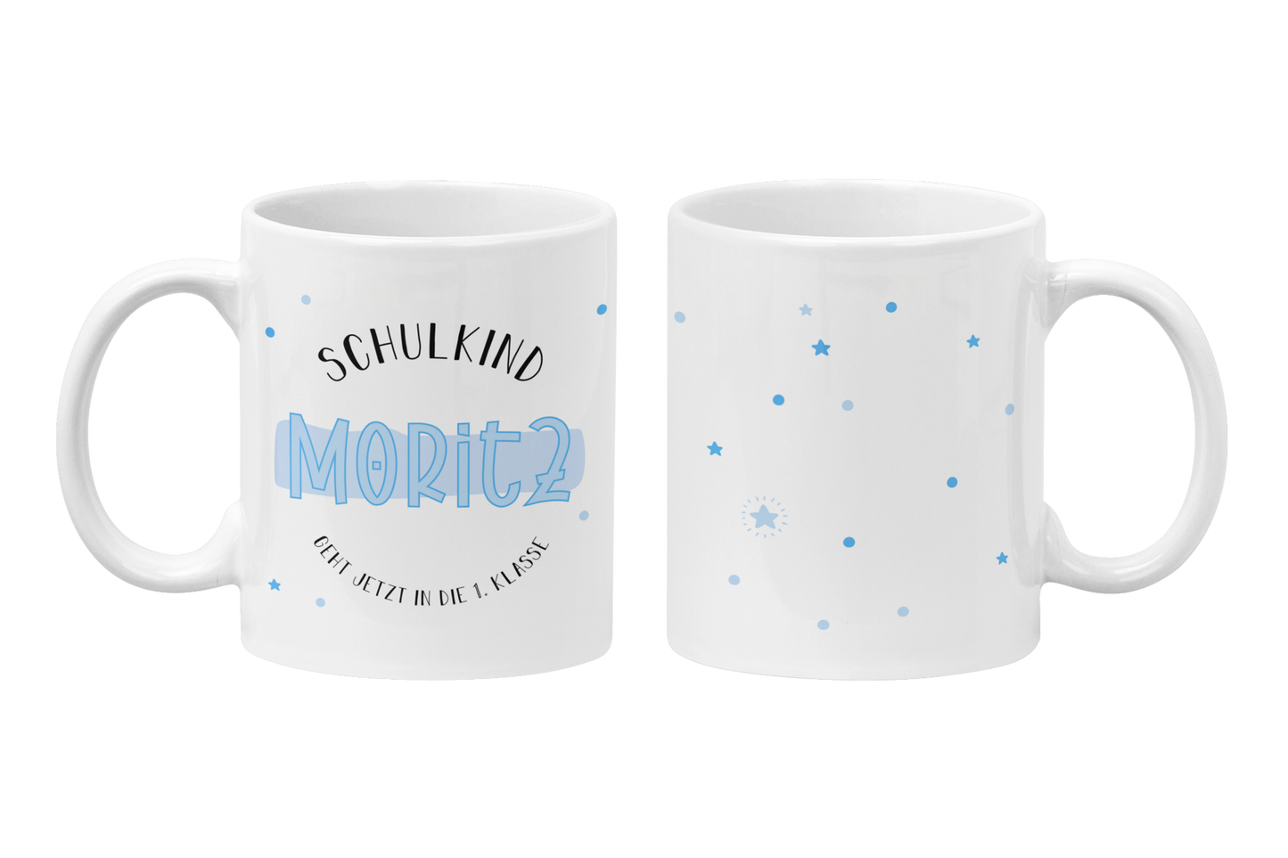 Keramik Tasse mit Namen | Schulkind Blau