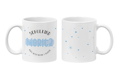 Keramik Tasse mit Namen | Schulkind Blau