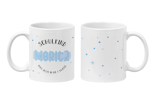 Keramik Tasse mit Namen | Schulkind Blau