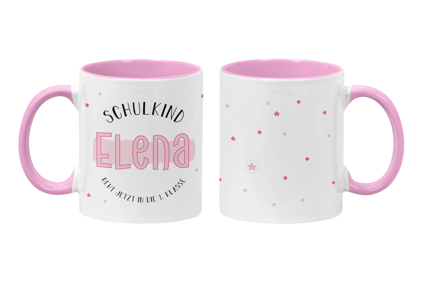 Keramik Tasse mit Namen | Schulkind Rosa