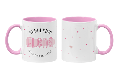 Keramik Tasse mit Namen | Schulkind Rosa