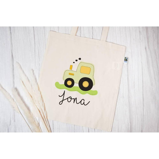 Stofftasche personalisiert und mit eigenen Namen - Motiv: Traktor Grün - verschenkich.de