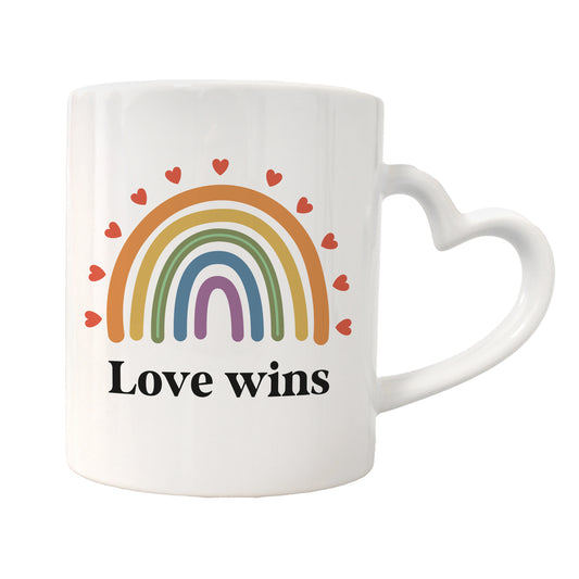 Keramik Herzhenkel Tasse | Love wins