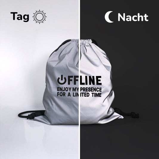 Turnbeutel Rucksack reflektierend | Offline | leuchtend | erhöhte Sichtbarkeit und Sicherheit | für Schule | Sport | Kinder | Teens - verschenkich.de