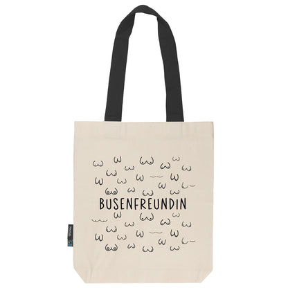Twill Bag naturfarben aus Fairtrade Bio- Baumwolle | feste Stofftasche mit langen Henkeln in schwarz | Busenfreundin - verschenkich.de