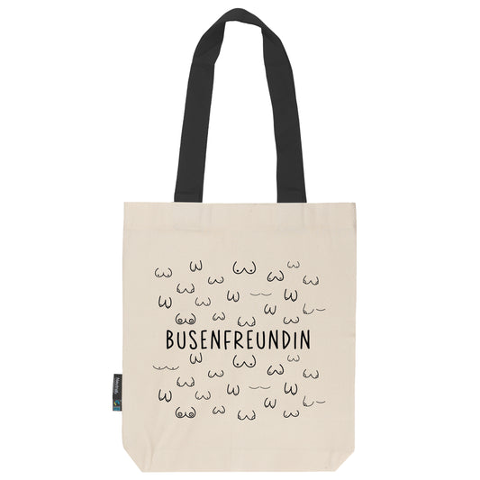 Twill Bag naturfarben aus Fairtrade Bio- Baumwolle | feste Stofftasche mit langen Henkeln in schwarz | Busenfreundin - verschenkich.de