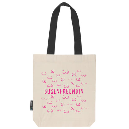 Twill Bag naturfarben aus Fairtrade Bio- Baumwolle | feste Stofftasche mit langen Henkeln in schwarz | Busenfreundin - verschenkich.de